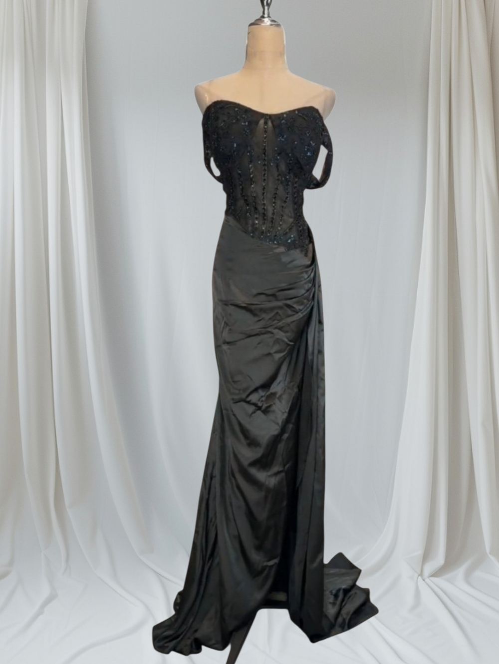 Elegant Black Off-Shoulder Evening Gown